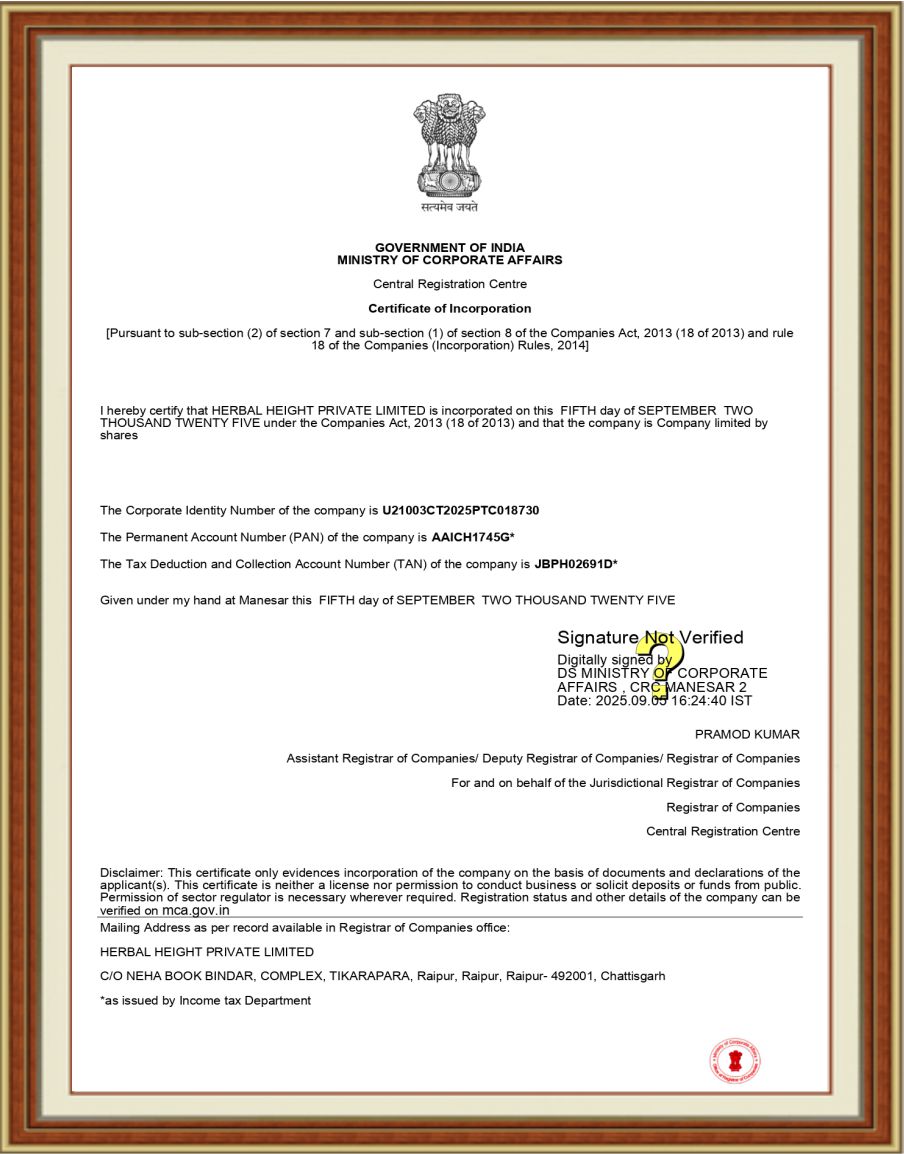 CERTIFICATE OF INCORPORATION